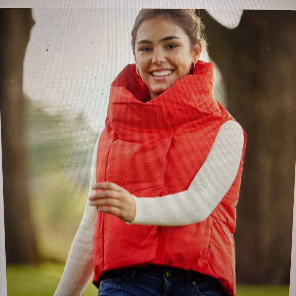 Women's Red Puffer Vest